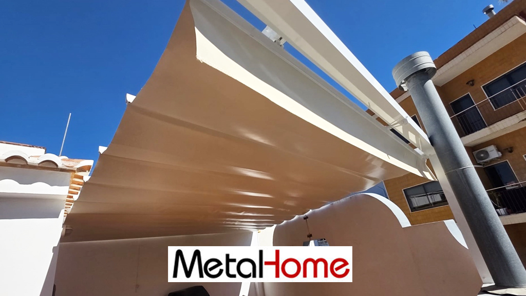 toldo palillero plano pergola con lona sunblock